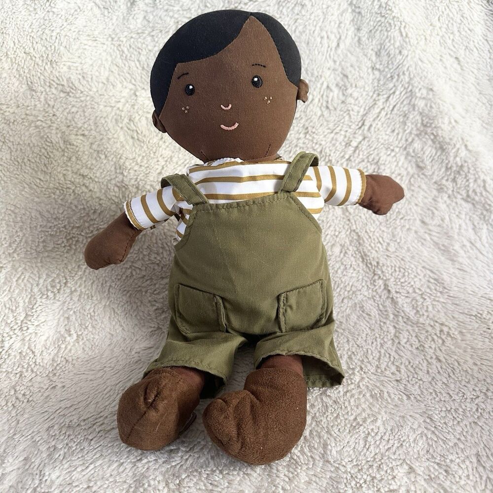 Manhattan Toy Playdate Friends Ellis African American Rag Soft Doll Overalls